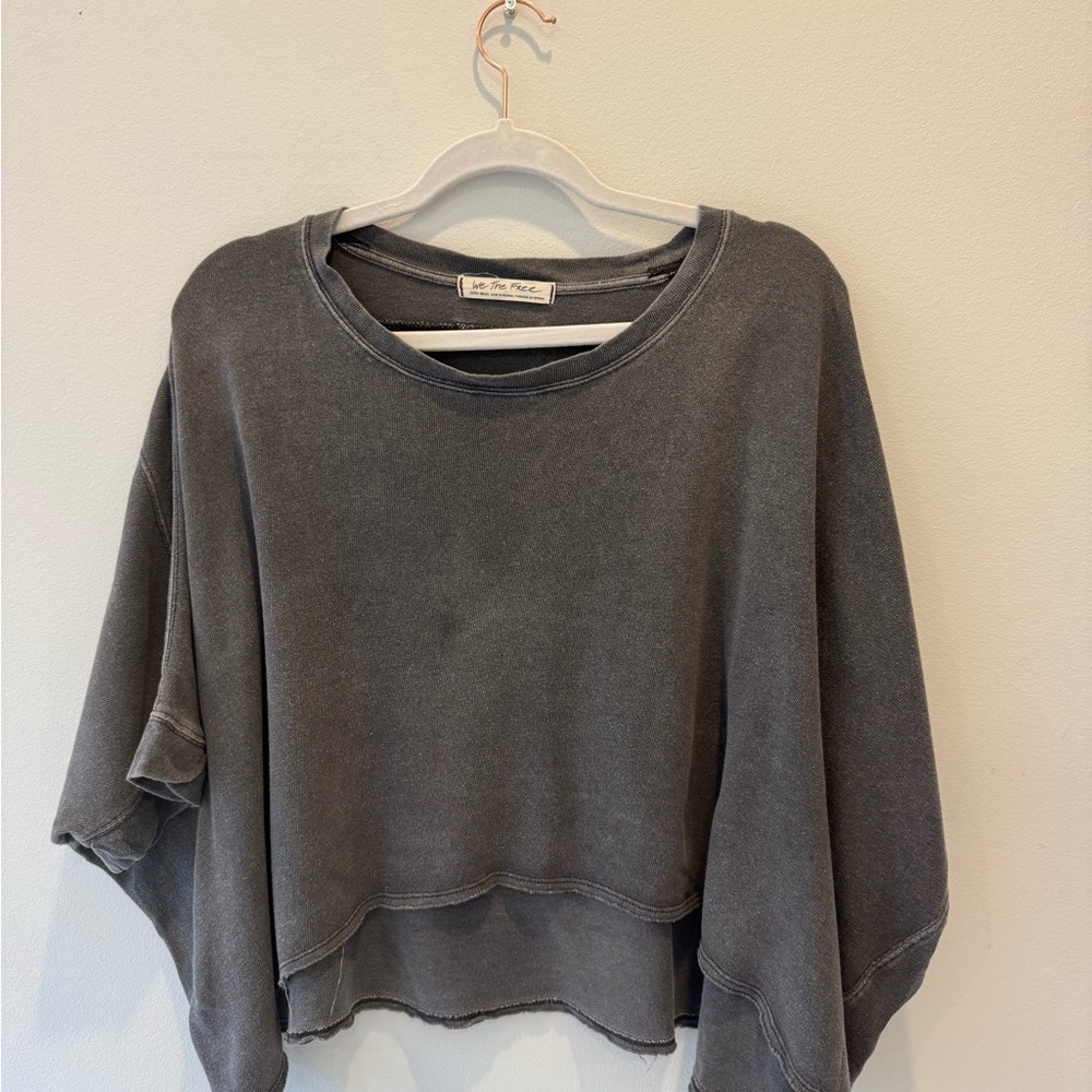 Free People Gray Oversized Top